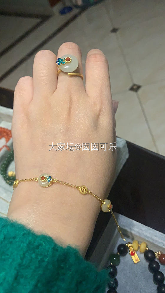 古风三件套925银镶白玉_和田玉