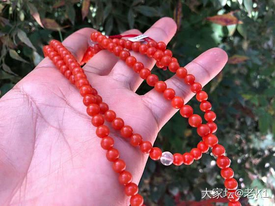 保山原矿南红108佛珠尺寸6-8mm_南红