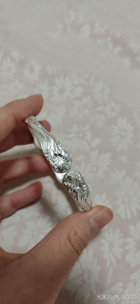 小珍银镯～ 百合花_手镯银