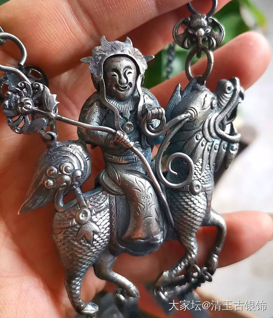 刚买的老银麒麟送子银锁_老银