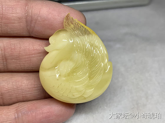 一只可爱的小天鹅🦢_琥珀蜜蜡