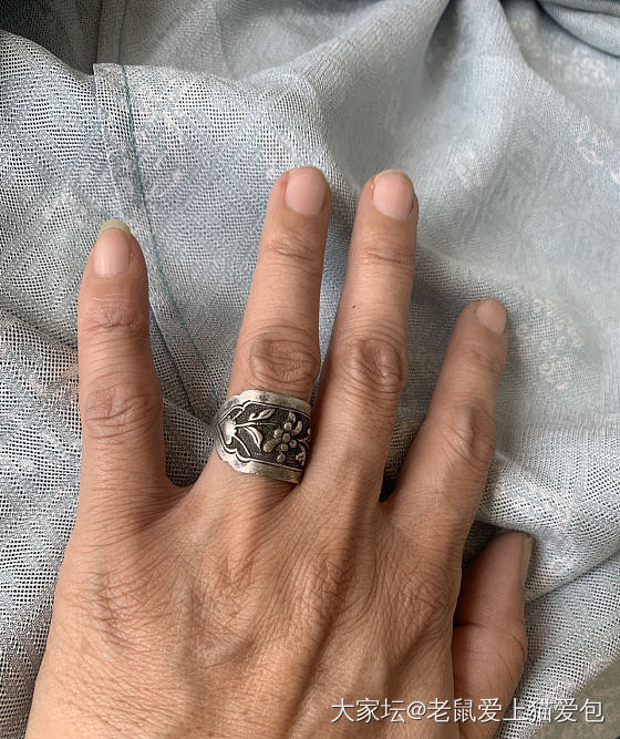 我的簪花老银戒指，说是清朝的，不懂_老银戒指银