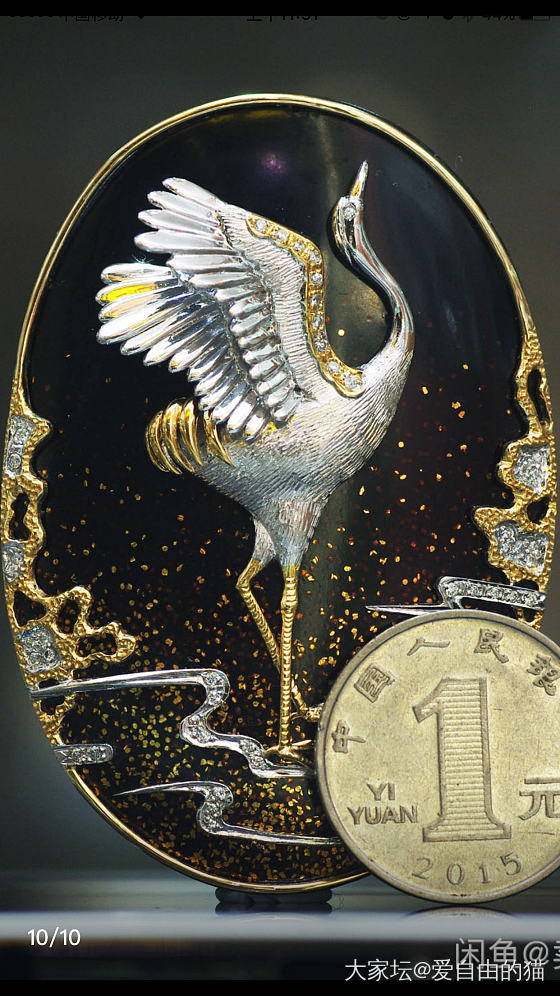 设计师作品，仙鹤_设计胸饰金