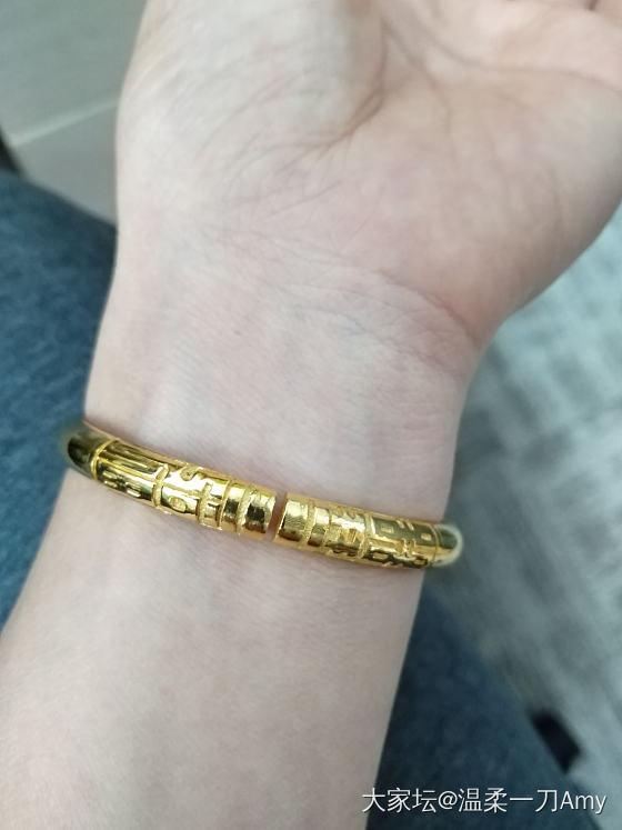 窄喜福石榴花金镯_手镯金