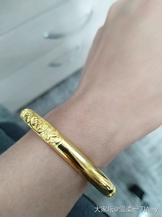 窄喜福石榴花金镯_手镯金