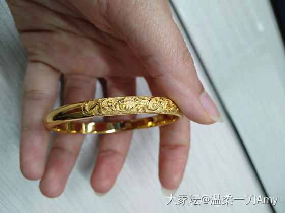 窄喜福石榴花金镯_手镯金