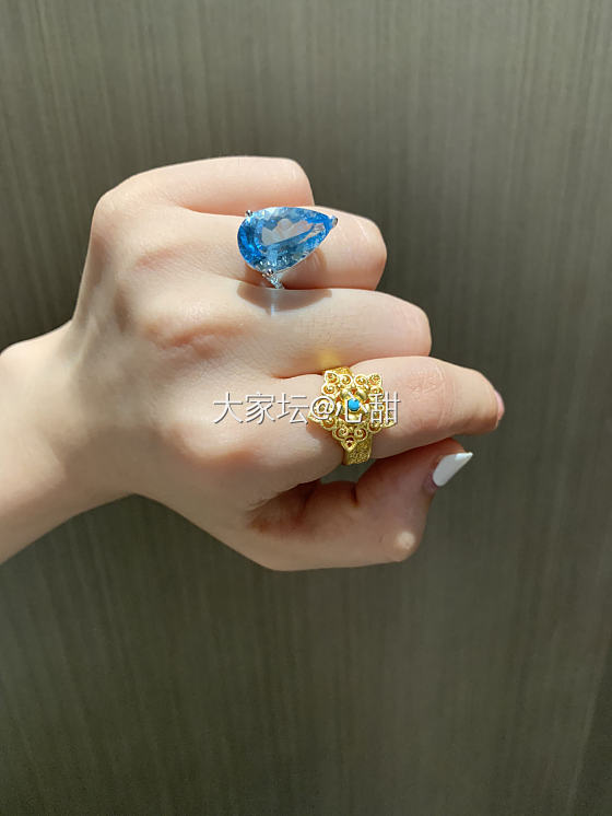 福泽楼兰戒指😆迫不及待和今日珠宝混搭试戴了_和田玉托帕石福利社金