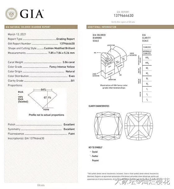 预售一颗超精品3卡浓彩黄钻👇
GIA 3.06Ct   FIY    Si1  ..._彩钻