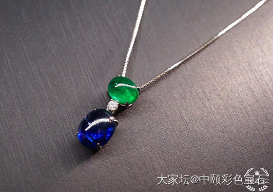 ##中颐天然祖母绿和蓝宝石吊坠##  3.18ct&1.22ct_祖母绿蓝宝石名贵宝石