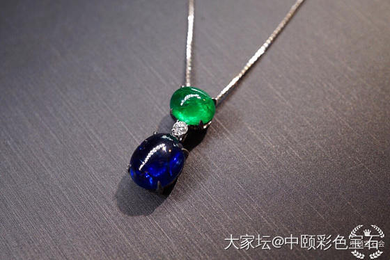 ##中颐天然祖母绿和蓝宝石吊坠##  3.18ct&1.22ct_祖母绿蓝宝石名贵宝石