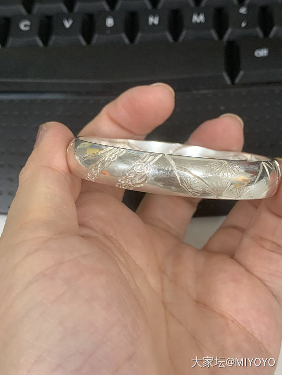这只岁寒三友终于有点旧旧的感觉了～_手镯银