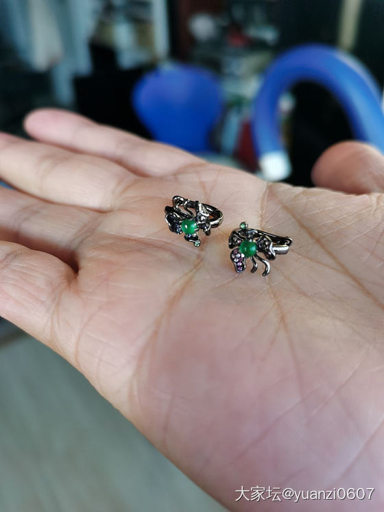 这款黑金耳钉漂亮_耳钉翡翠