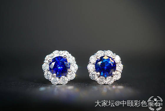 ##中颐天然皇家蓝蓝宝石耳钉##  1.48ct_蓝宝石名贵宝石