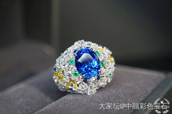 ##中颐天然矢车菊蓝宝石戒指##  3.61ct_蓝宝石名贵宝石