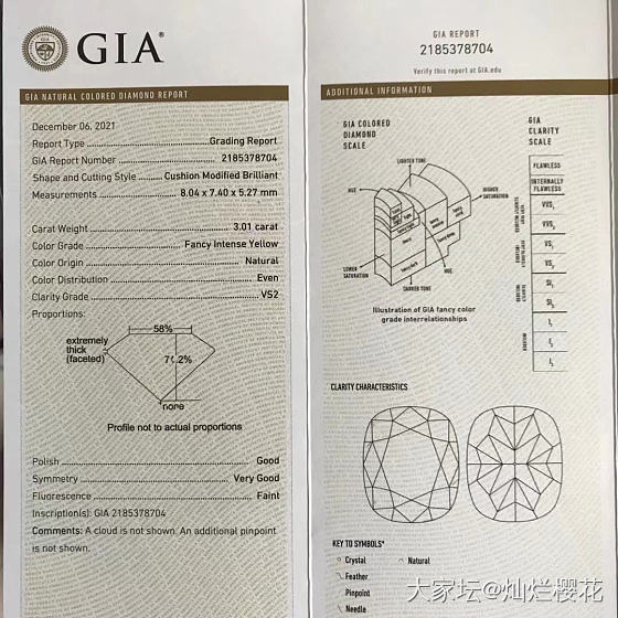 浓彩黄现货 颜色非常好 满色 不漏光
3.01CT FIY VS2 GD VG/..._异形钻彩钻