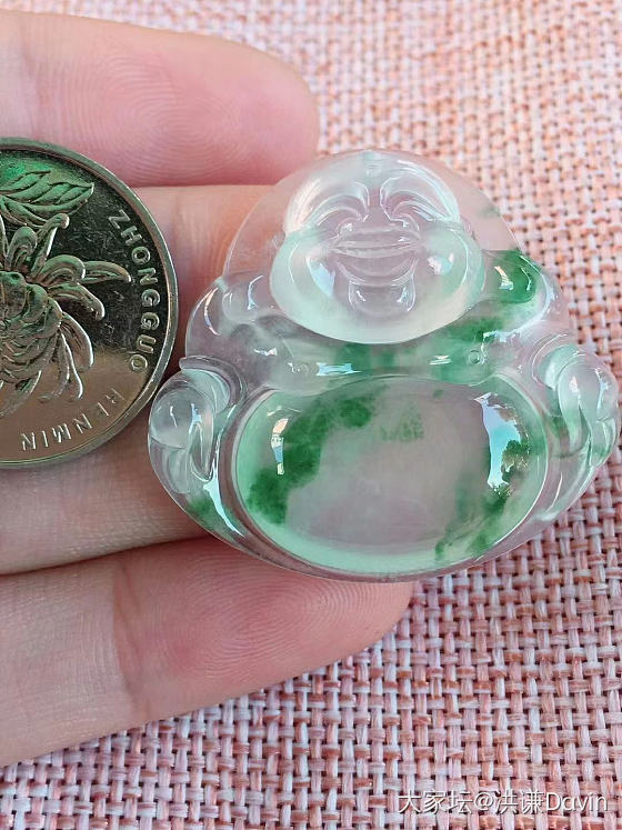 冰飘花佛公，完美冰透，色辣，尺寸：33/35.6/6.8_翡翠