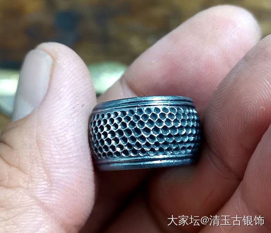 清代纯手工老银顶针，老银千里眼_银