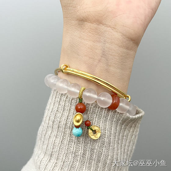 玉髓串串配牙签抽拉也好好看哦_金搭配玉髓