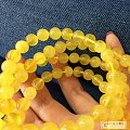 【新晴珠宝】无考蜜多琥珀蜜蜡金绞蜜手链8.5mm108佛珠 42.26g