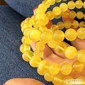 【新晴珠宝】无考蜜多琥珀蜜蜡金绞蜜手链8.5mm108佛珠 42.26g