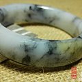 和田青花籽料 山水意境三色籽料手镯 黑白分明