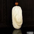 新疆和田玉原毛孔皮白玉籽玉挂件 仿古龙