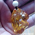 蜜蜡玫瑰花莲蓬金珀吊坠白水牛角佛头