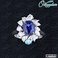 ★Olayylan★ 配钻1.5克拉奢华蓝宝戒指2.0CT