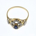 欧洲工18ct蓝宝石镶钻戒指