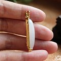 【張紀】精品白玉 和田玉 青海白 镶金精品挂件18K