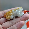 天然翡翠A货◆带证书◆黄翡如意貔貅王◆8506