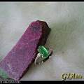 明价9800：缅甸老坑玻璃种泛荧光阳绿翡翠A货戒指（18K白金镶钻）