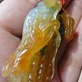 我家的挂件，冰三彩猴子+花生， 老坑蓝水狮子印