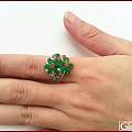 小小绿色蛋面，DIY的翡翠花戒指，那一个美啊！