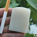【泾渭轩】新疆和田玉白玉籽料留皮光面牌坯