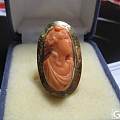 欧洲 维多利亚时期 天然MOMO老珊瑚浮雕美女 戒指
