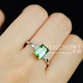 【客户高级定制】-长方绿碧玺女戒，经典清新款