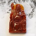 纯天然A货黄龙玉关公挂件 红色关公头吊坠