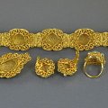 近百年前的京作鎏金银掐丝镶绿松石首饰全套