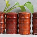老挝红酸枝整木掏空 节节高升牙签和茶叶罐