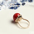 3.1818K金~ 市面基本看不到的精品特红圆珠大戒指/质量最好的深水项链3...