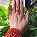 樱桃红项链和柿子红戒指，美！
