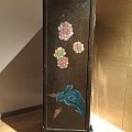 50年代脱胎漆器茶叶柜、柜门镶嵌寿山石、