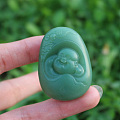 俄罗斯碧玉白加绿“福在眼前”挂件