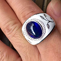 一枚欧洲工艺的无烧 斯里兰卡蓝宝，白色珐琅戒指
