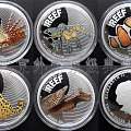 澳大利亚2009-2010年海洋动物精制彩色银币5枚套装