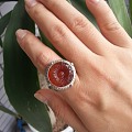 从新发布！925纯银花丝镶嵌珐琅饰品 红玛瑙 戒指