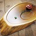 【鱼】绿檀木茶盘，斜切工艺