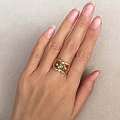 猫眼石戒指，宽版复古款式，18k金钻镶嵌