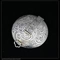 英国古董银器 洛可可风格 雕花花纹 便携用镜 随身化妆镜